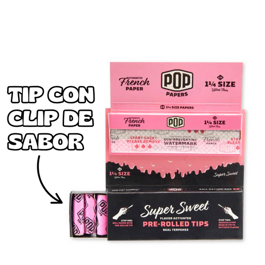 POP ROLLING PAPERS + TIPS PRE ROLLED 1/4 24 PCS