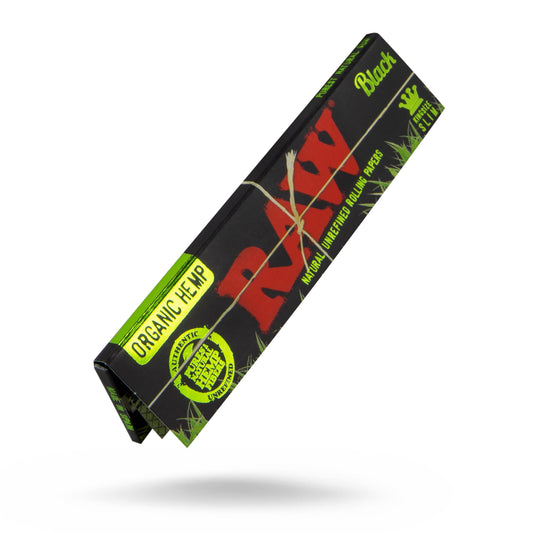 RAW ROLLING PAPER BLACK ORGANIG HEMP KING SIZE SLIME 32PCS