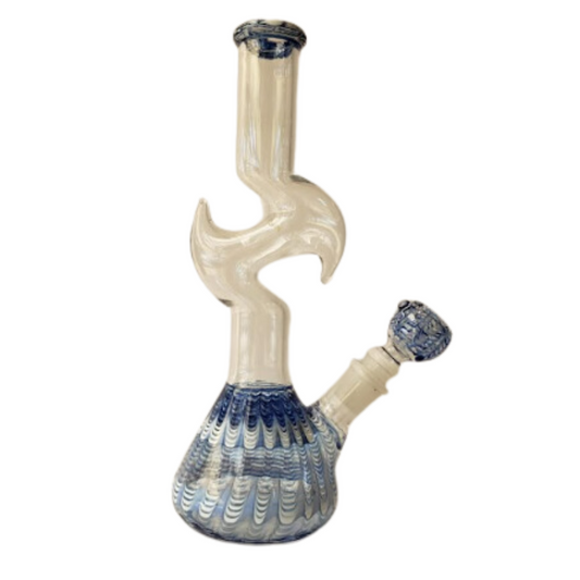 BONG DE VIDRIO ZIG ZAG CON DISEÑO PIGEON WORD 1O PULGADAS