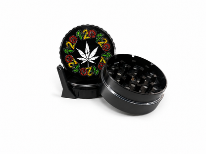 GRINDER METÁLICO CON LOGO DE HOJA 3 PIEZAS