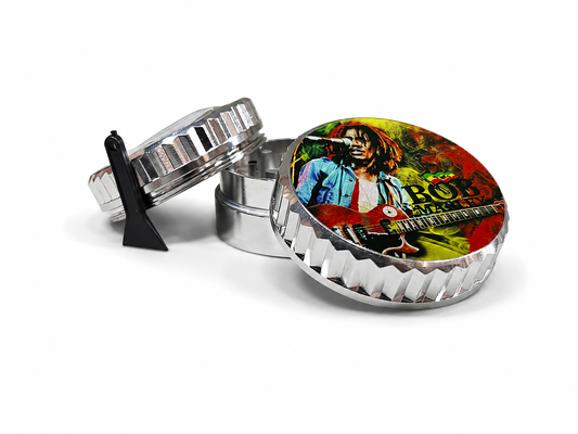 GRINDER METÁLICO CON LOGO DE BOB MARLEY 3 PCS
