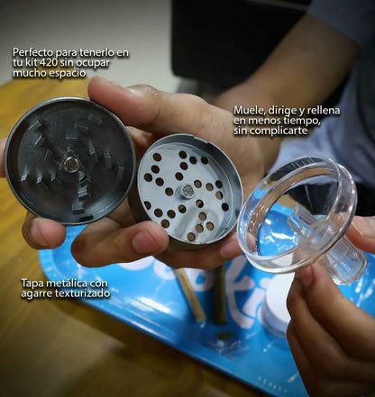 GRINDER METÁLICO CON DISEÑO DE EMBUDO