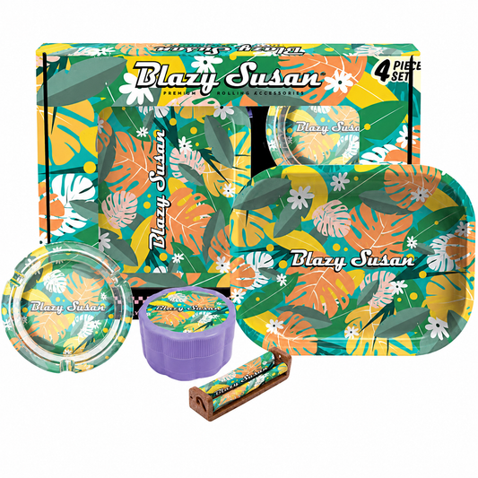 SET 4 EN 1 BLAZY SUSAN DE BANDEJA, GRINDER, ROLADORA Y CENICERO
